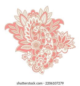 Patrón vector Paisley floral. Ornamento aislado de Damask