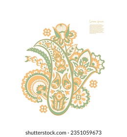 Patrón vector Paisley floral. Ornamento aislado de Damask