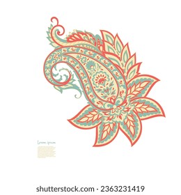 Blumenpaisley, Vektormuster. Damast einzeln verzierte Ornamente