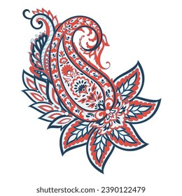 Blumenpaisley, Vektormuster. Damast einzeln verzierte Ornamente