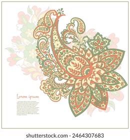Floral Paisley vector pattern. Damask Isolated ornament