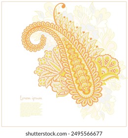 Patrón de Vector Paisley floral. Adorno aislado de damasco