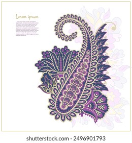 Floral Paisley vector pattern. Damask Isolated ornament