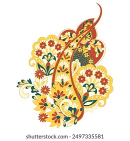 Patrón de Vector Floral Paisley. Damasco Ornamento aislado