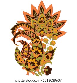 Patrón de Vector Floral Paisley. Damasco Ornamento aislado