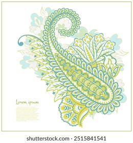 Blumenpaisley-Vektormuster. Damast Einzel Ornament
