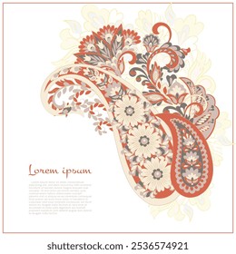 Patrón de Vector Floral Paisley. Damasco Ornamento aislado