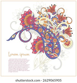 Patrón de Vector Floral Paisley. Damasco Ornamento aislado