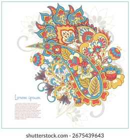 Blumenpaisley-Vektormuster. Damast Einzel Ornament