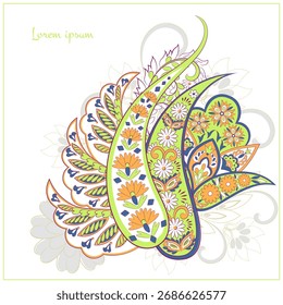Floral Paisley vector pattern. Damask Isolated ornament