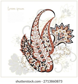 Floral Paisley vector pattern. Damask Isolated ornament
