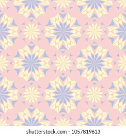 Floral pale pink seamless background. Floral pattern with light blue and yellow elements for wallpapers, textile and fabrics