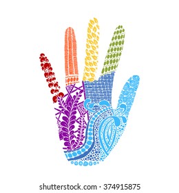 Floral palm, hand drawn zentangle style for our design