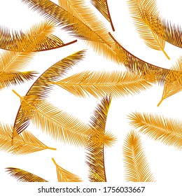 Floral palm tree branches vector seamless ornament. Beautiful wallpaper. Natural organic palm tree branches wrapping paper seamless pattern.