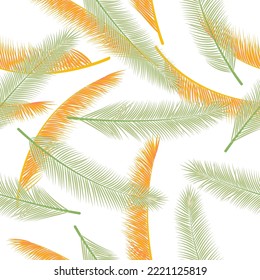 Patrón vectorial de ramas florales de palmeras. Papel de envoltura elegante. Las ramas naturales orgánicas de la palmera forman un patrón impecable.