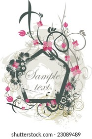 Diseño de panel floral con lugar para el texto, serie de ilustraciones vectoriales.