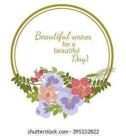 Floral  pansy, rose background vector illustration. Sprig background, floral greeting card