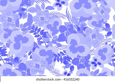 Floral  pansy, rose background vector illustration. Sprig background, floral greeting card