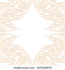 Floral paper frame on white background.Template for your design.