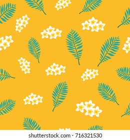 Floral paradise hand drawn tropic seamless pattern. Vector illustration