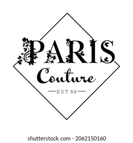 FLORAL PARIS COUTURE EST 88 GRAPHIC VECTOR PRINTABLE