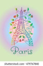 Floral Paris Graphic Design. Sketchy style.