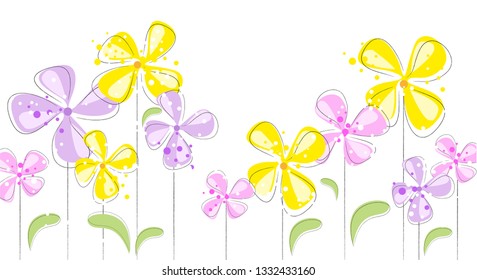 Floral Pastel Banner White Background Stock Vector (Royalty Free ...