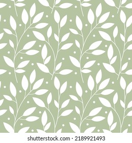 Floral Pastel Seamless Pattern with Leaves for Wallpaper, Greeting Card, Gift Box, Textile Printing. Vector Christmas Background.