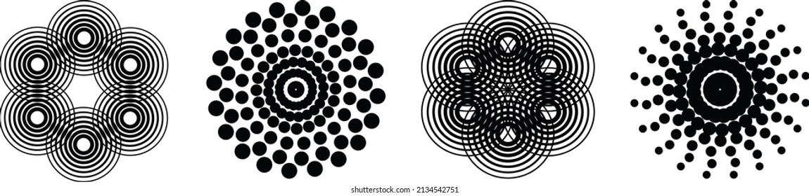 Floral pattern, with 4 different patterns isolated on white background. Vector illustration, File Eps 8