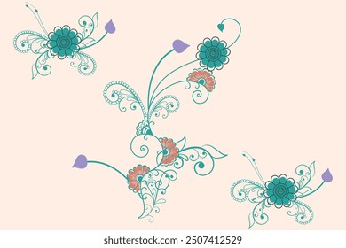 PATRÓN FLORAL, FONDO ABSTRACTO, DISEÑO PLANO