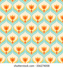 Floral pattern with abstract flowers. Seamless vector background. 