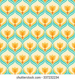 Floral pattern with abstract flowers. Seamless vector background. 