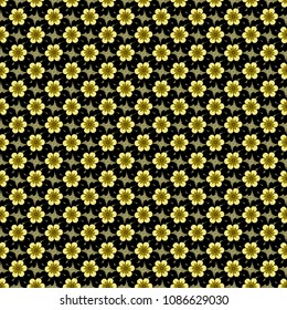 Floral pattern with abstract flowers. Vector seamless texture with stylized flowers. Wedding flowers design in brown and yellow colors. Vintage elegance ornament.