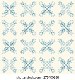 Floral pattern with abstract scandinavian geometric flowers -  pattern based on traditional  folk ornaments. Seamless background. Vector illustration.