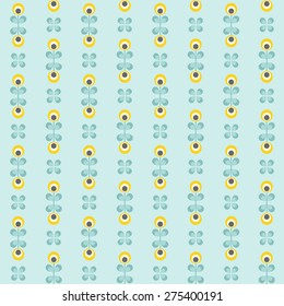 Floral pattern with abstract scandinavian geometric flowers -  pattern based on traditional  folk ornaments. Seamless background. Vector illustration.