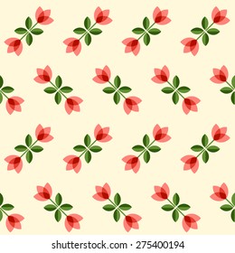 Floral pattern with abstract scandinavian geometric flowers -  pattern based on traditional  folk ornaments. Seamless background. Vector illustration.