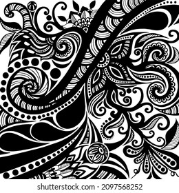 Floral pattern. abstraction black and white drawing pattern