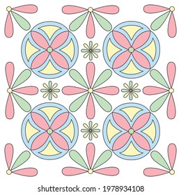 Floral pattern art design for print or textile. Pastel color on a white background.