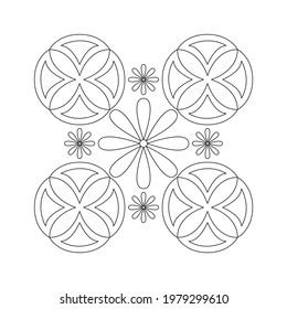 Floral pattern art design for print or textile. Vector illustration for coloring, isolated on white background.
