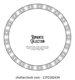 Floral pattern in art nouveau style, vintage, old, retro style. Template for invitation, greeting card banner, gift voucher with place for text. Outline hand drawing vector illustration.