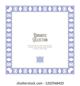 Floral pattern in art nouveau style, vintage, old, retro style. Template for invitation, greeting card banner, gift voucher with place for text. Colored vector illustration. In soft blue colors.

