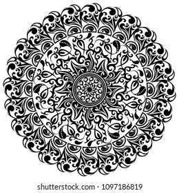 Floral pattern, Asian ornaments, tattoo, vector illustration