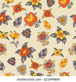 Floral pattern in autumn colours