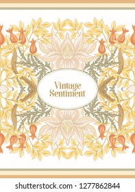 Floral  pattern, background  In art nouveau style, vintage, old, retro style. In gold and black. Good for the cover of a notebook, tablet, phone,  product label. Vector illustration.

