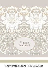 Floral  pattern, background  In art nouveau style, vintage, old, retro style. In gold and black. Good for the cover of a notebook, tablet, phone,  product label. Vector illustration.

