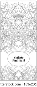 Floral  pattern, background  In art nouveau style, vintage, old, retro style.  Good for the cover of a notebook, tablet, phone,  product label. Outline hand drawing vector illustration.

