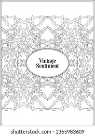 Floral  pattern, background  In art nouveau style, vintage, old, retro style. Good for the cover of a notebook, tablet, phone,  product label. Outline hand drawing vector illustration.

