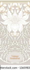 Floral  pattern, background  In art nouveau style, vintage, old, retro style. In gold and black. Good for the cover of a notebook, tablet, phone,  product label. Vector illustration.

