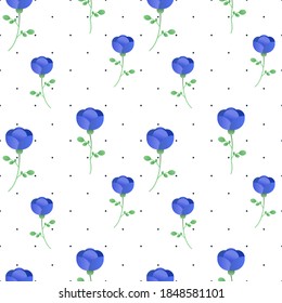 Floral pattern. Background with beautiful flowers. Backdrop with roses. Seamless pattern. Flower ornament on white background. Vector illustration
