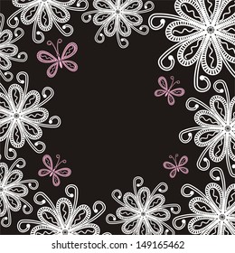 Floral pattern background butterflies vector illustration